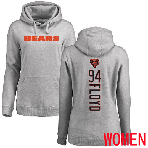 Chicago Bears Ash Women Leonard Floyd Backer NFL Football #94 Pullover Hoodie Sweatshirts->women nfl jersey->Women Jersey